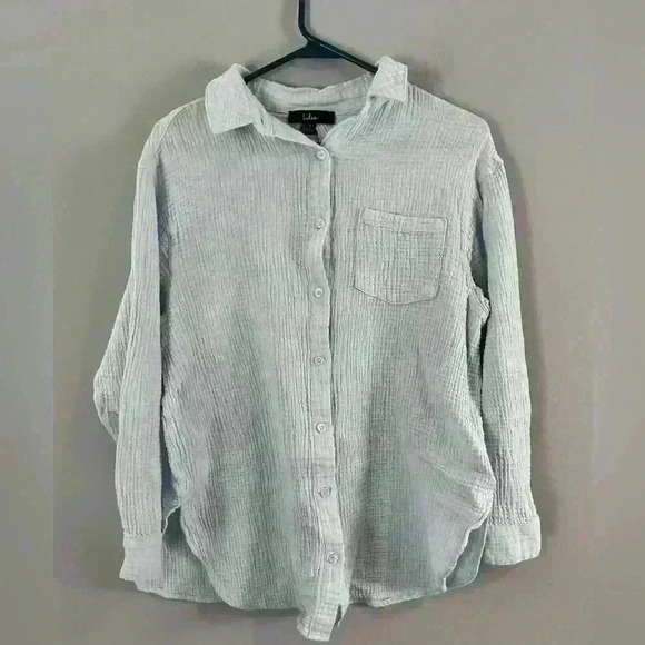 Lulus light blue textured button down top size Small - Picture 1 of 11